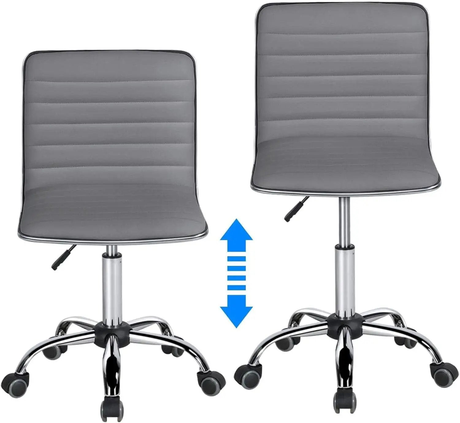 Grey PU Leather Armless Office Chair Height Adjustment from PriceLows™