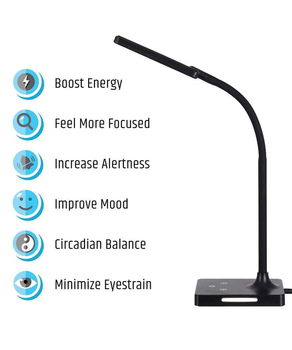 Desk Lamp | 21 Inch Circadian LED | Touch Control Rechargeable | Set Of 2 Black
