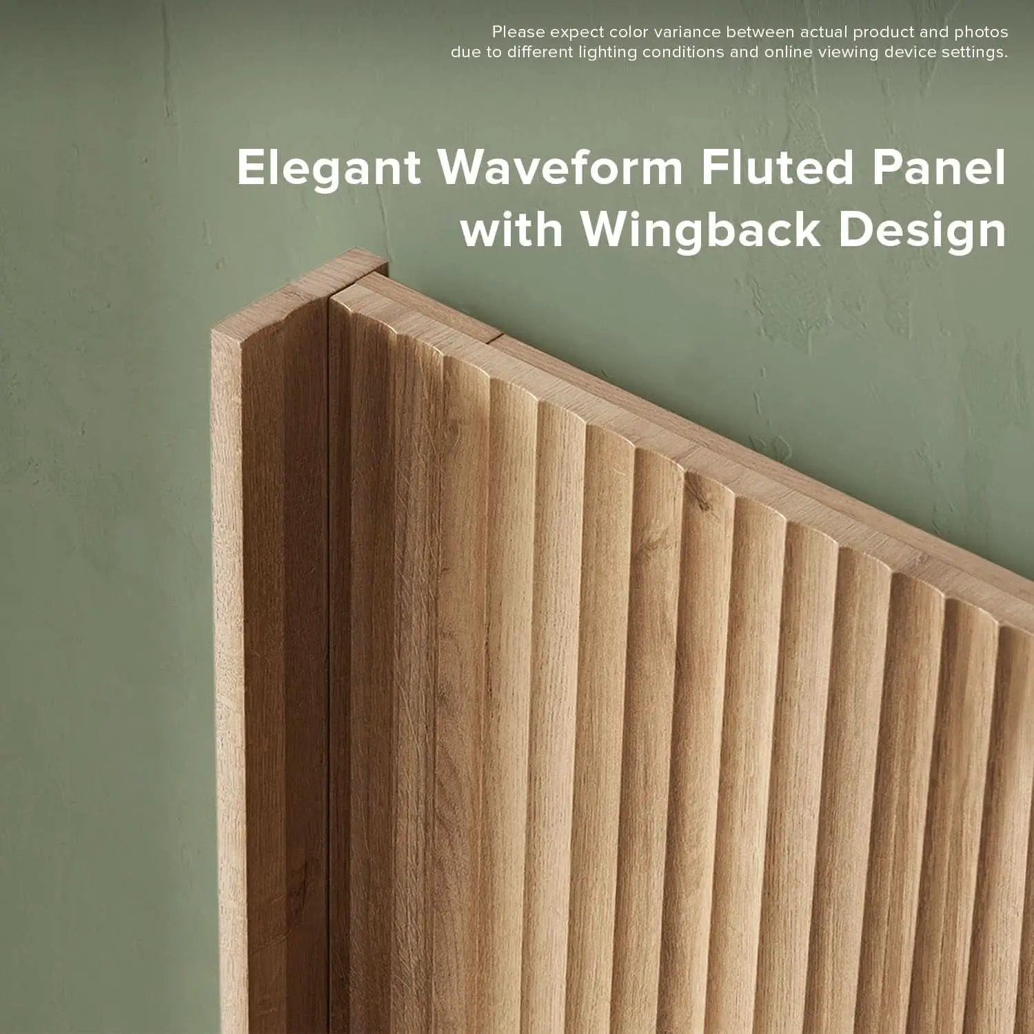 Modern Farmhouse Wood Headboard with Wingback Fluted Design from PriceLows™