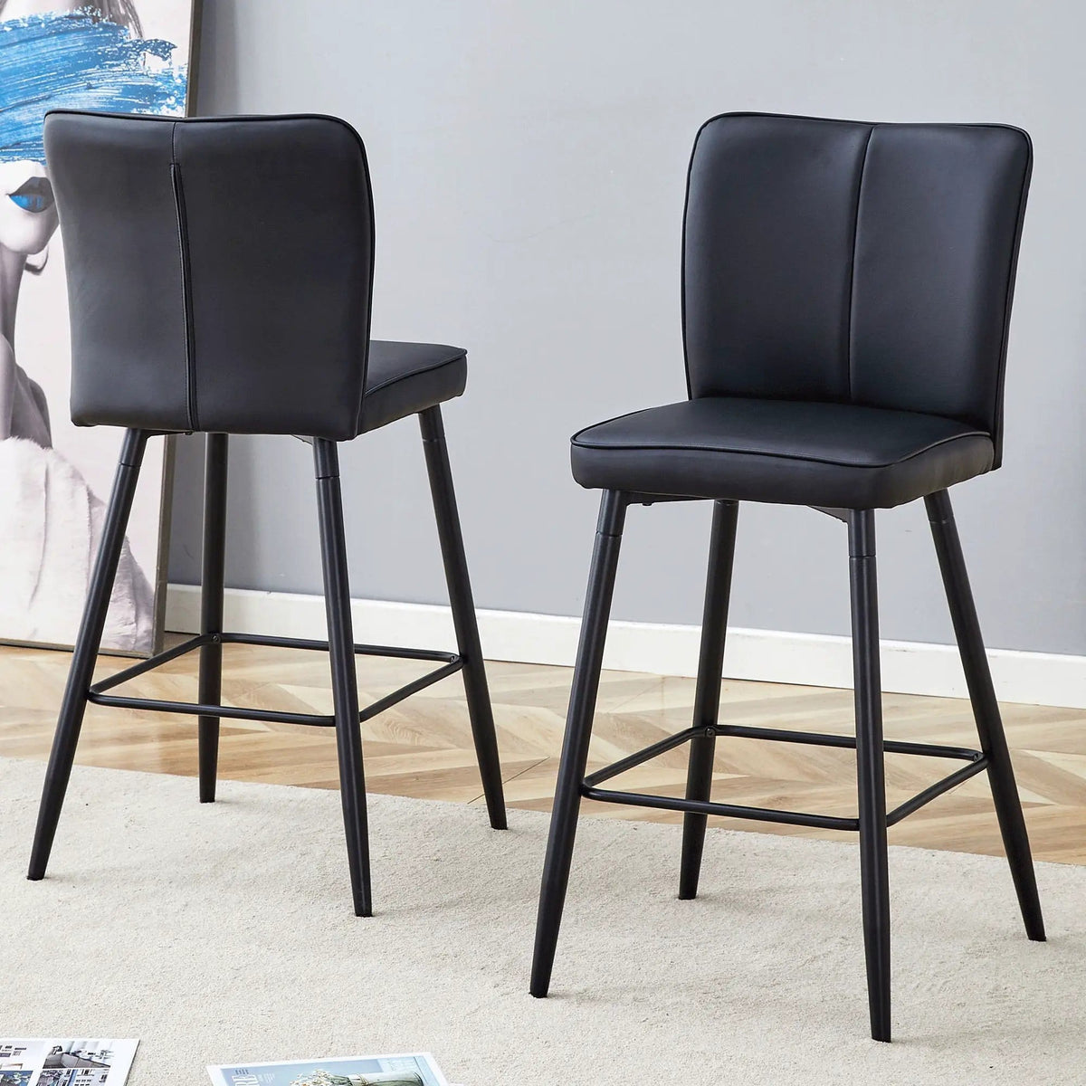 Modern Style Chair With Sleek Backrest Design (Set of 2) | 17.3 x 17.3 x 39.7 in | Metal | Dining Room