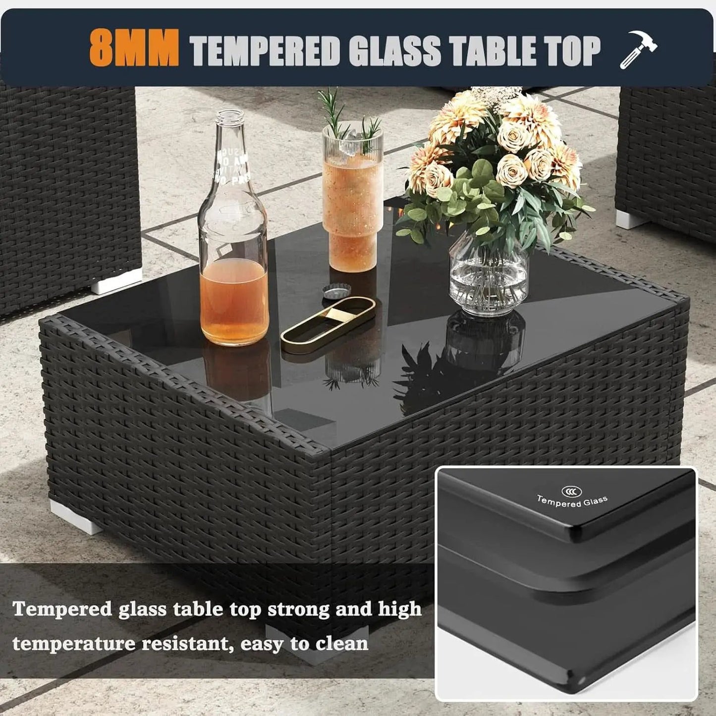 Patio Furniture Set Fire Pit Table 13 Piece All Weather from PriceLows™