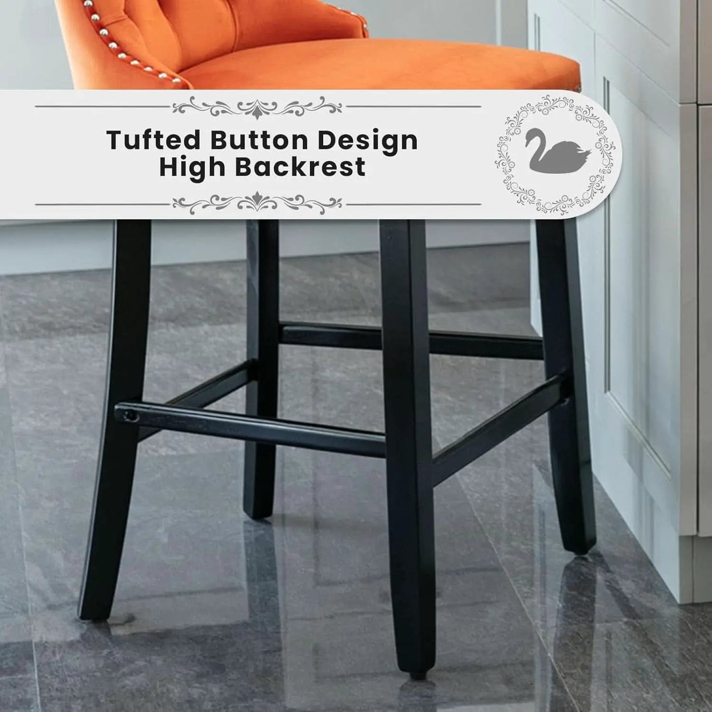 Velvet Upholstered Bar Stools Set Two with Back from PriceLows™