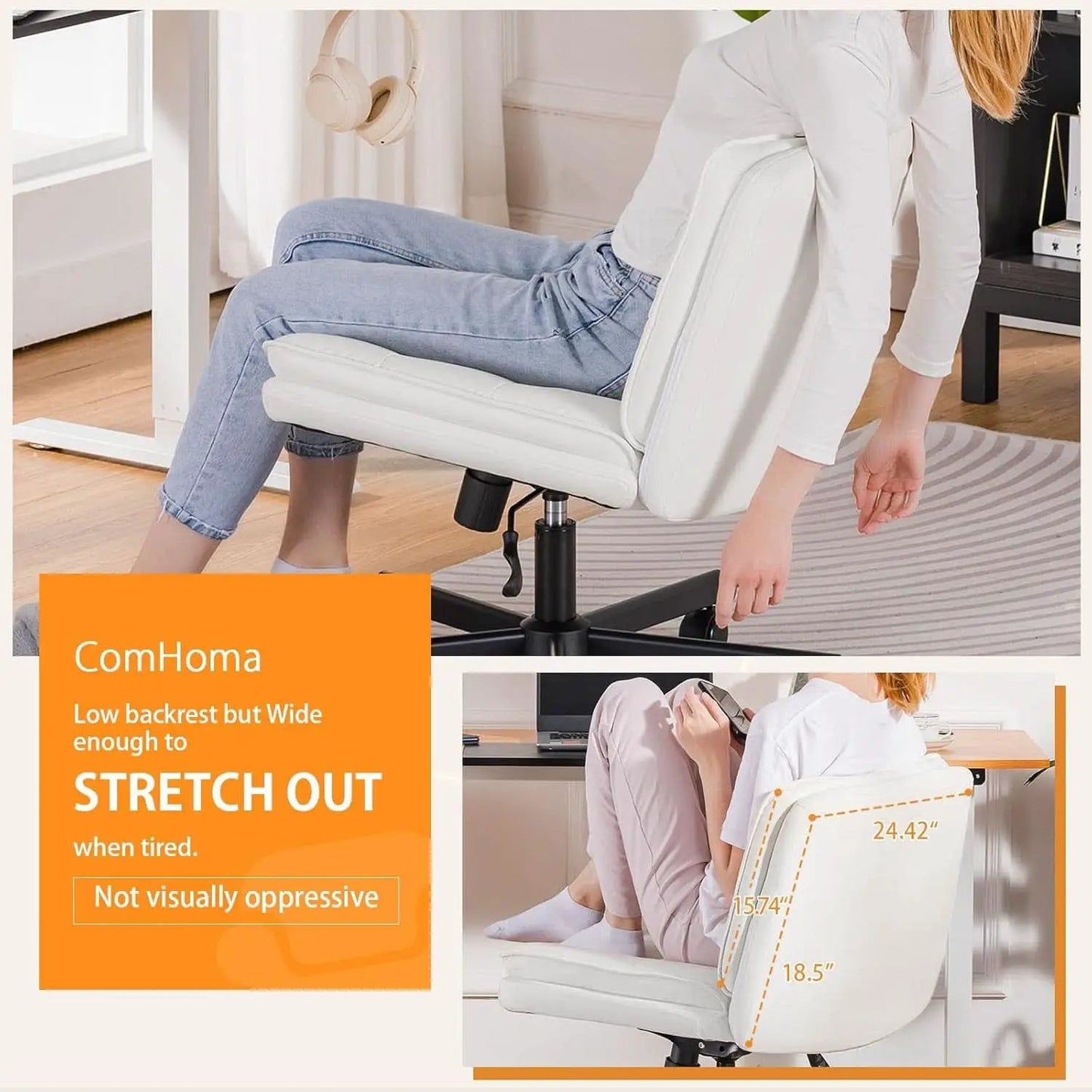 Criss Cross Office Chair Beige With Wheels For Home Office from PriceLows™