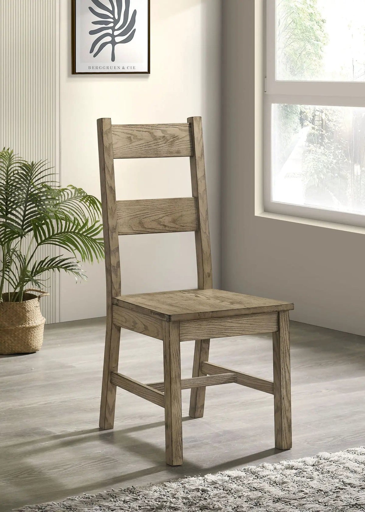 Cardova Solid Wood Dining Side Chair Vineyard Oak (Set of 2) | 18.5 x 21 x 42.25 in | Solid Wood & Rubberwood | Dining Room