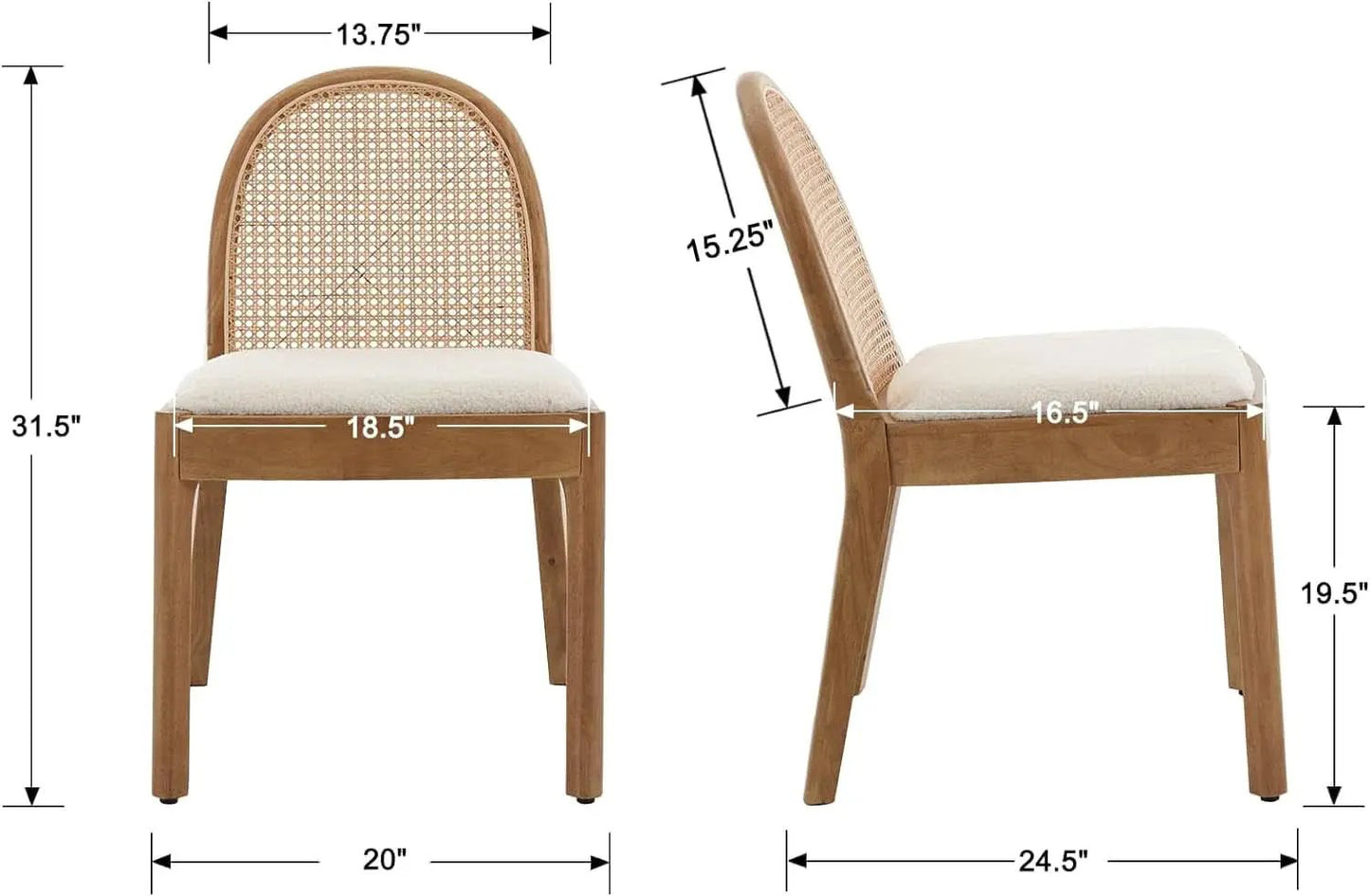 Mid Century Dining Chairs White Sherpa Upholstered from PriceLows™