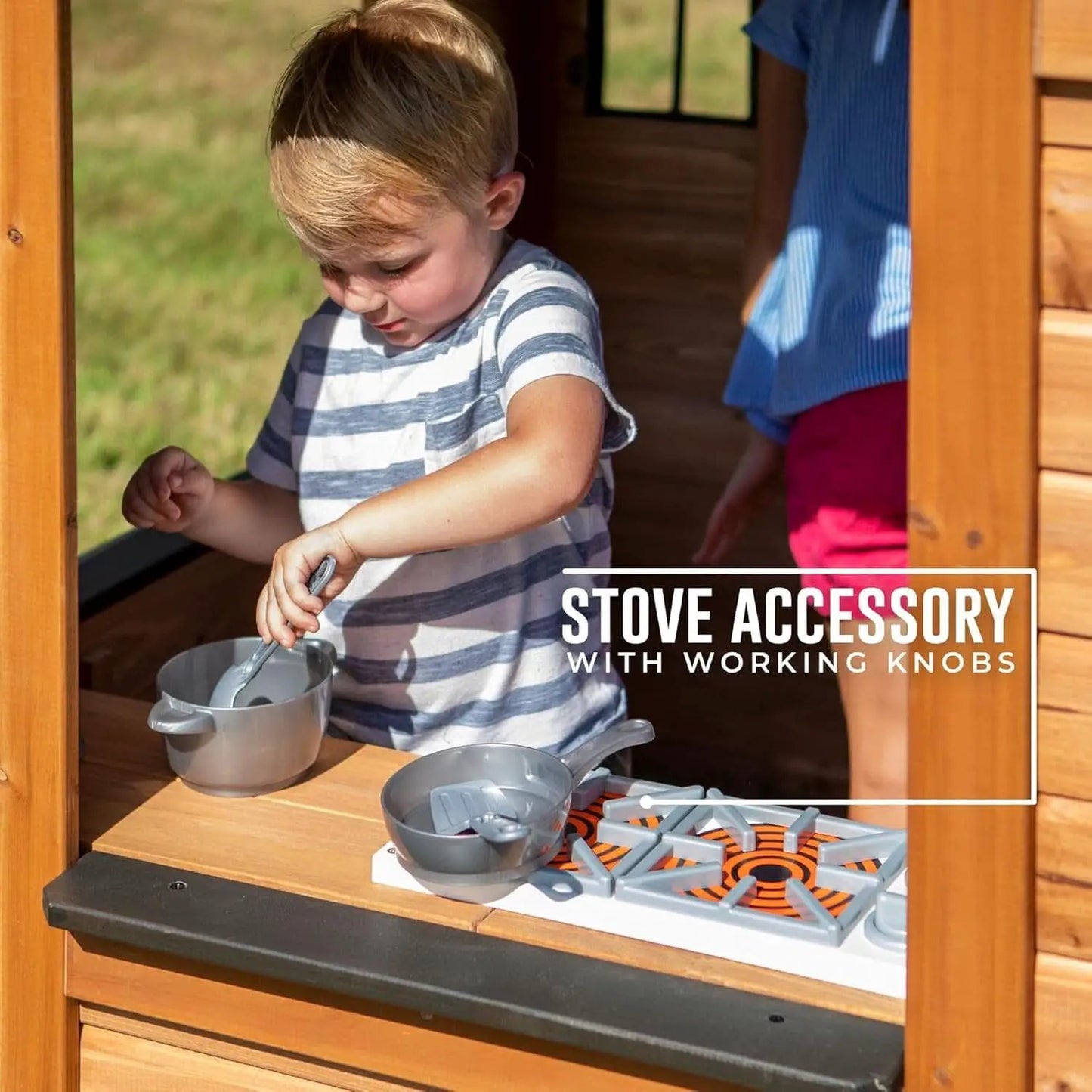Cedarwood Kids Outdoor Playhouse With Integrated Kitchen from PriceLows™