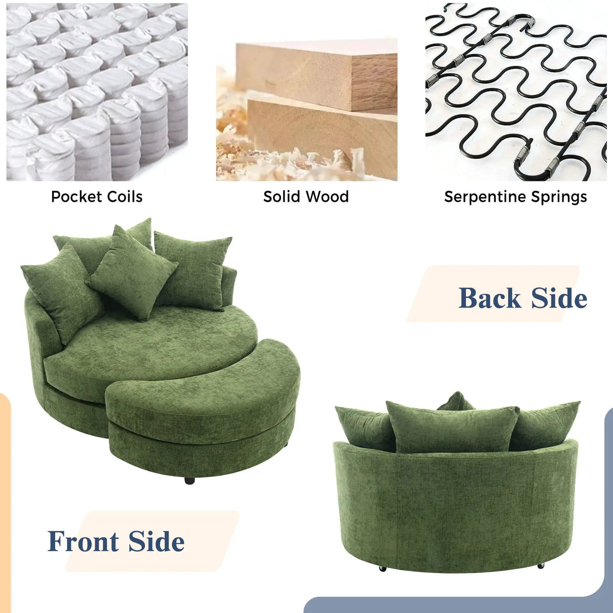Swivel Accent Chair | 360 Degree Rotation | Ergonomic Padded Seat | Round Frame