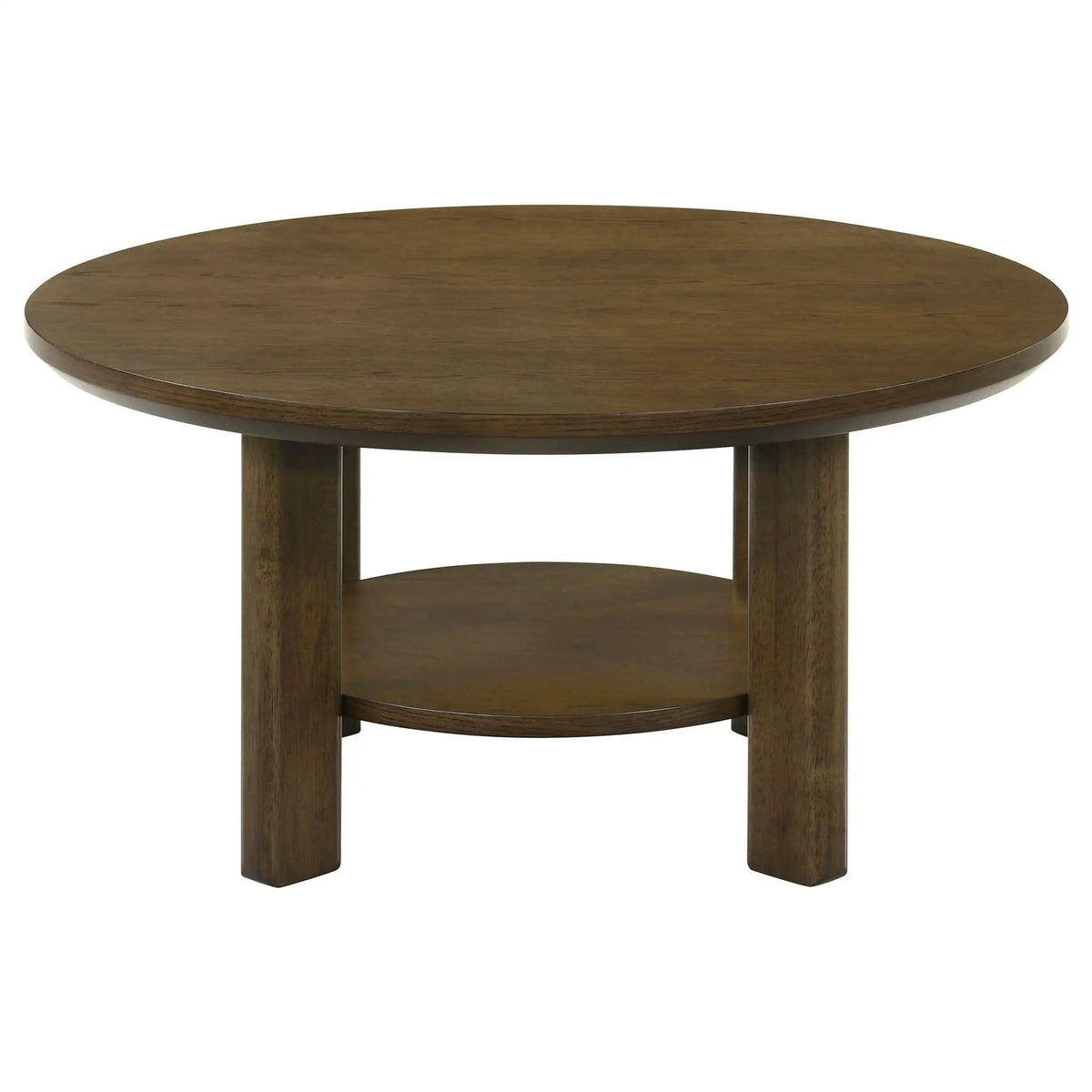Ottowa 3-piece Round Wood Coffee Table Set | 3-Piece Set | Solid Wood & Oak Veneer | Brown