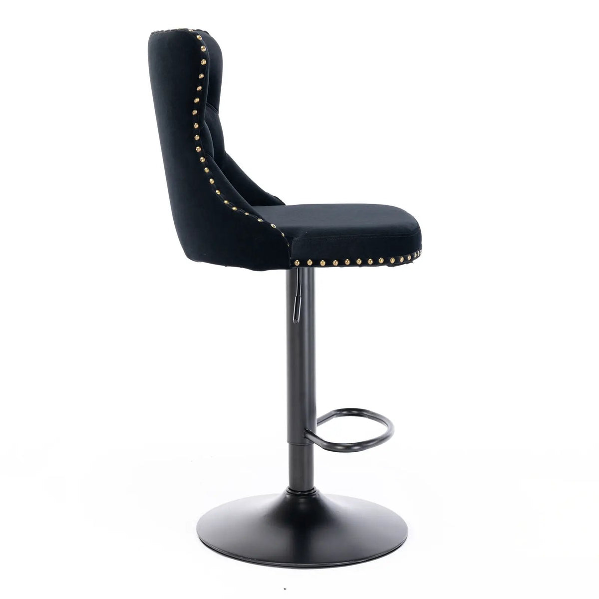 Swivel Barstools | Adjustable Height | Tufted Back With Nailheads | Set of 2