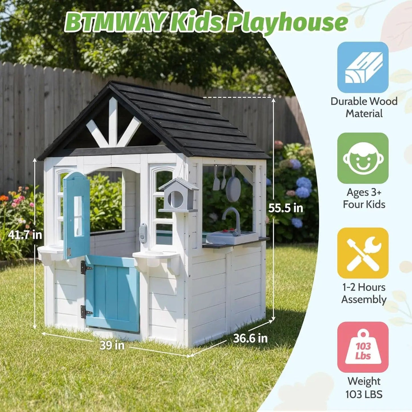 Natural Cedar Outdoor Kids Playhouse With Kitchenette from PriceLows™