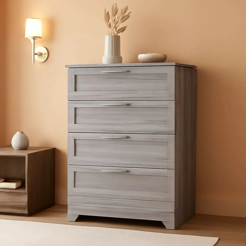 Washed Grey Farmhouse 4 Drawer Distinctive Dresser from PriceLows™