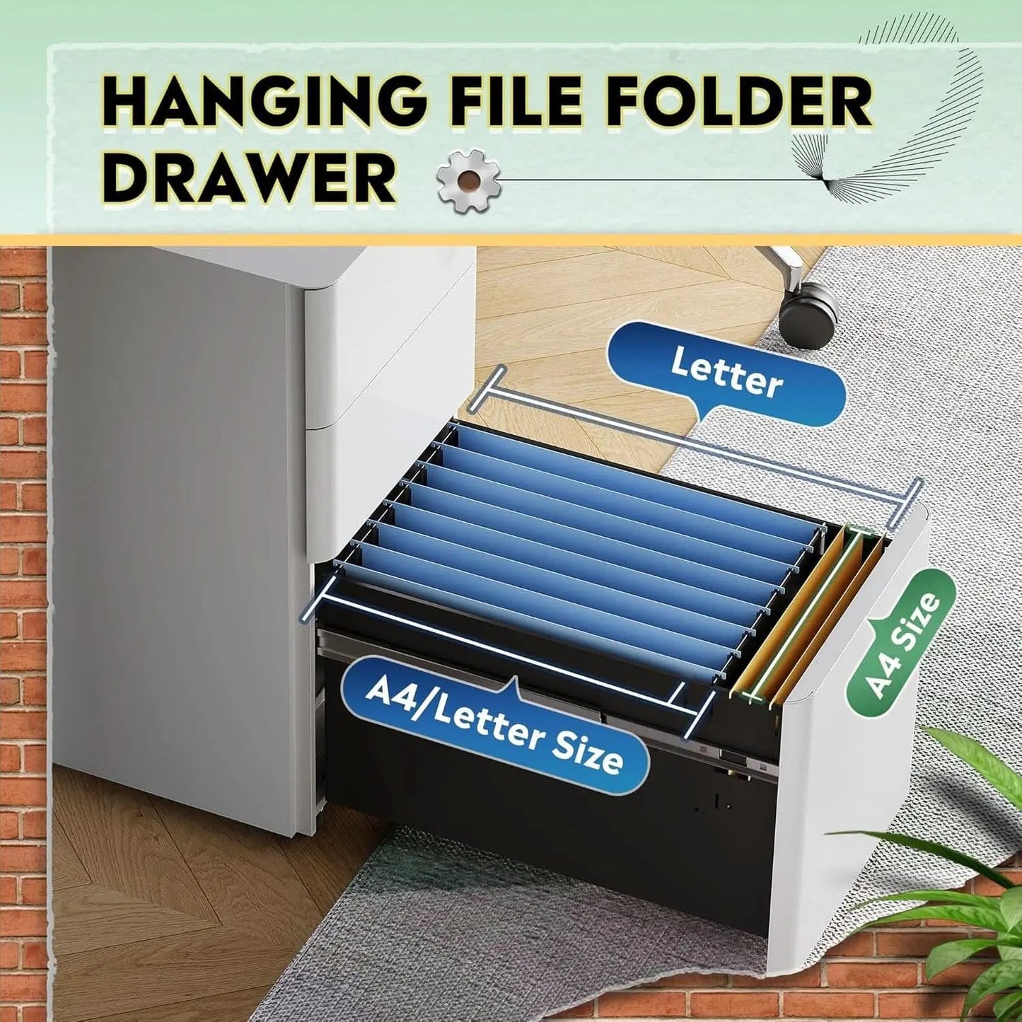 White 3 Drawer Slim File Cabinet For Office Lockable from PriceLows™