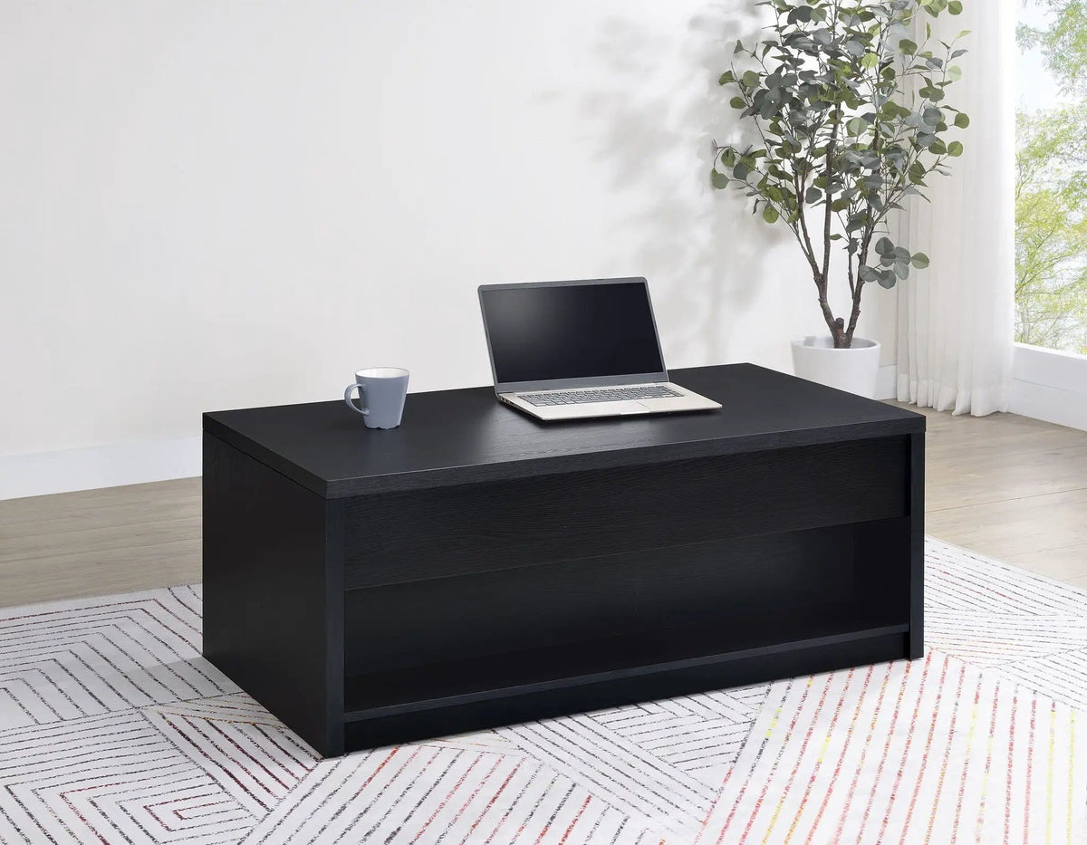 Knapp Lift Top Cocktail Coffee Table with Dual Drawers | 47.25 x 23.5 x 19 in | Engineered Wood & Veneer | Black