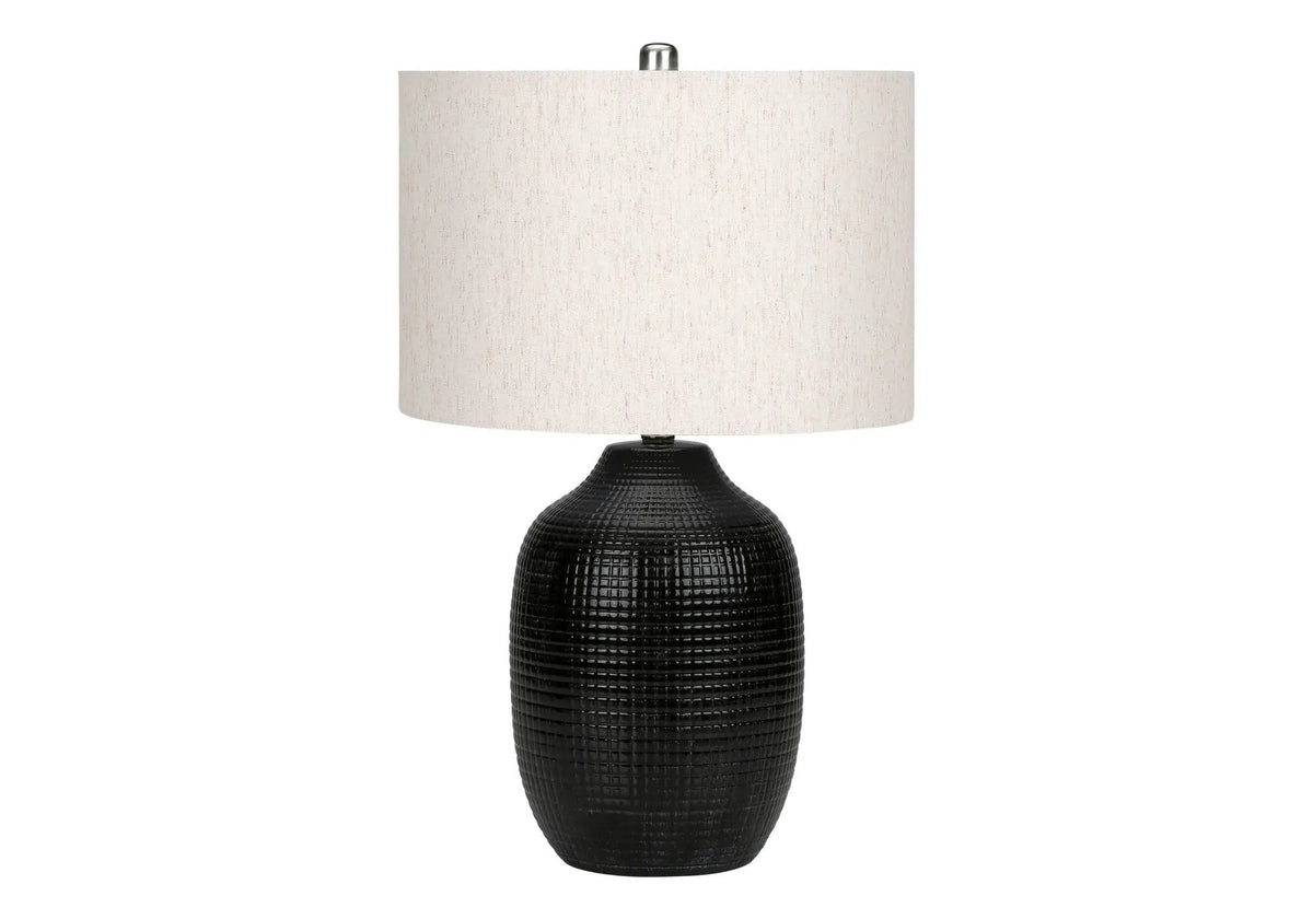 Lighting, Table Lamp, Ceramic, Contemporary Black / | 16 x 16 x 25.75 in | Linen & Ceramic | Cream