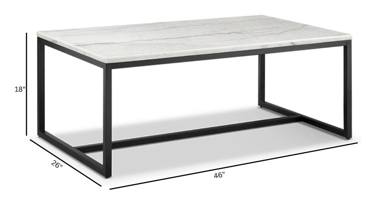Torin Rectangular Table | 3 Pieces | Marble & Metal | Living Room