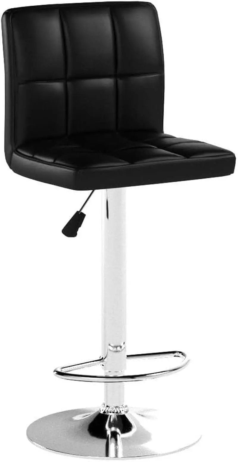 Bar Stools Set Of 2 Black PU Leather Swivel Adjustable Counter Height from PriceLows™