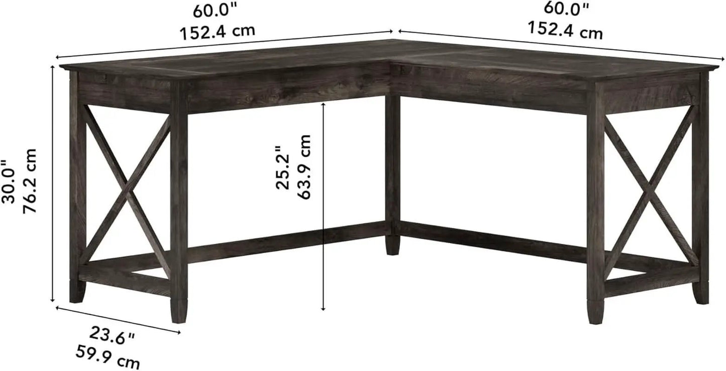 60 Inch L Shaped Desk Modern Farmhouse Home Office from PriceLows™
