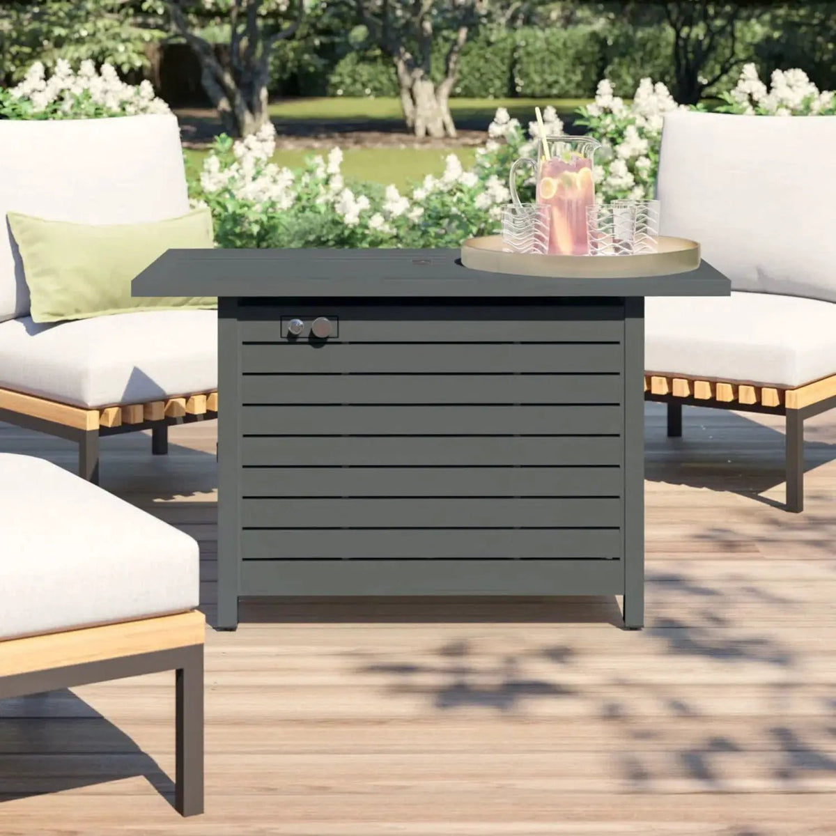 Rectangular Fire Pit Table | Propane Or Natural Gas | Adjustable Flame | Sturdy Exterior