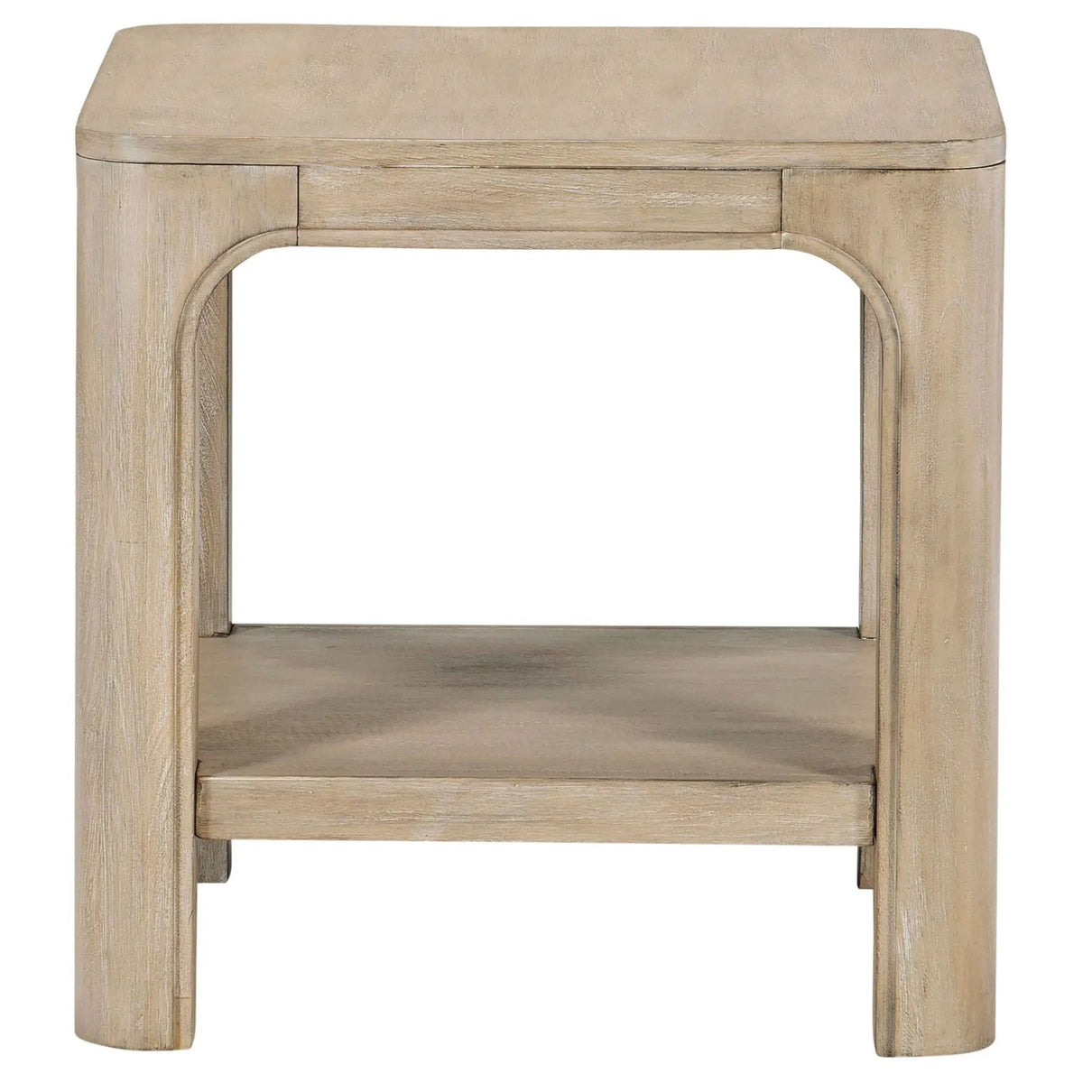Solano Square Wood Side End Table with Shelf Weathered Mango | 22.25 x 22.25 x 22 in | Engineered Wood & Veneer | Living Room