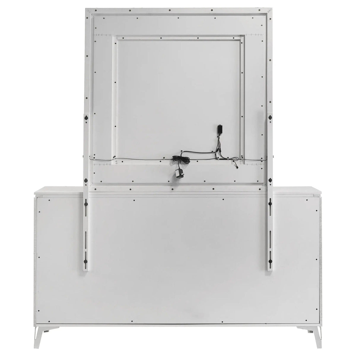 Cassia 6-drawer Dresser Cabinet with Mirror White High Gloss | 63 x 17.75 x 76.5 in | Metal | Bedroom