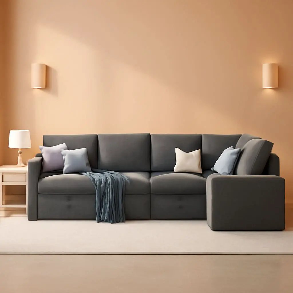 Grey L Shaped Sectional Sofa Bed 85 Inch With Storage from PriceLows™