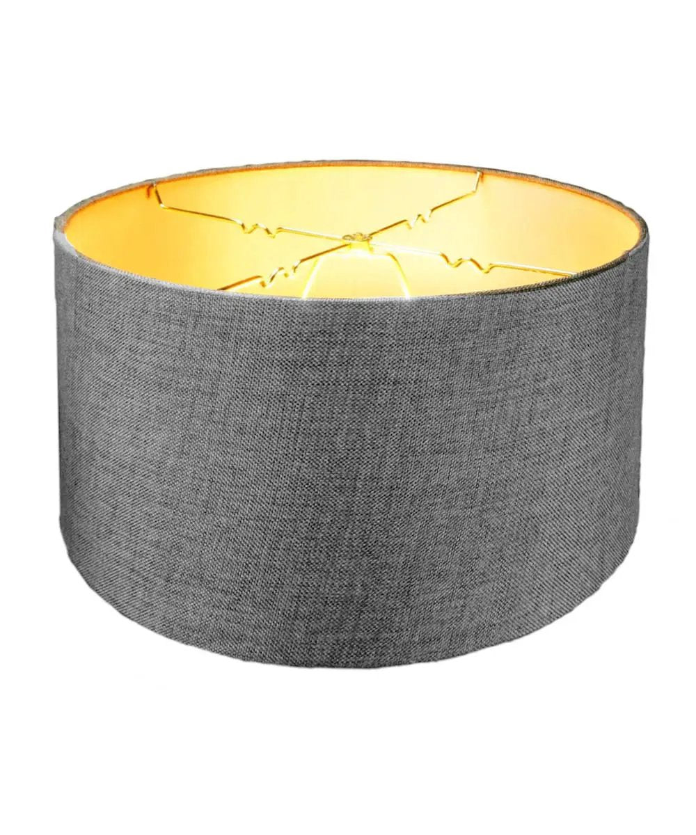 Drum Lampshade | Granite Grey Burlap Fabric | 14 Inch Wide | 7 Inch Height