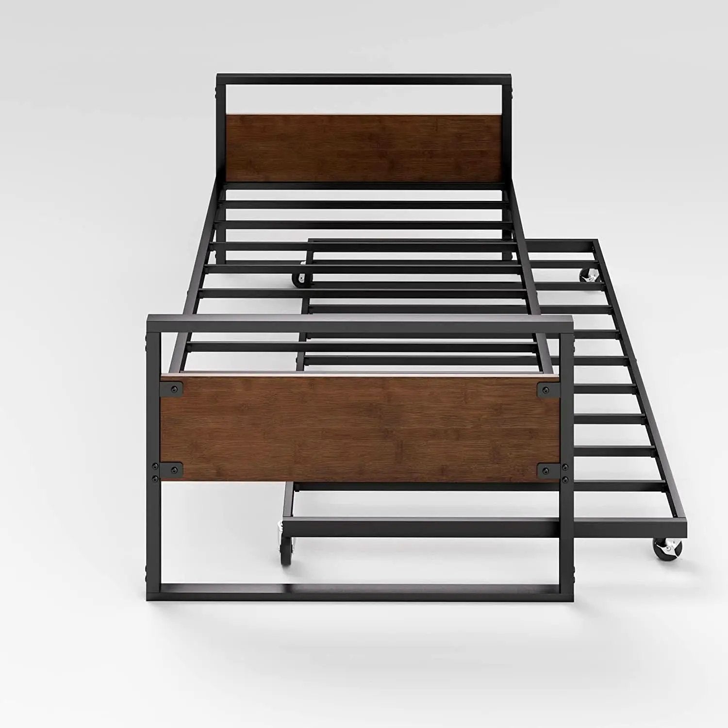 Twin Over Full Metal Bunk Beds With Trundle In Black from PriceLows™
