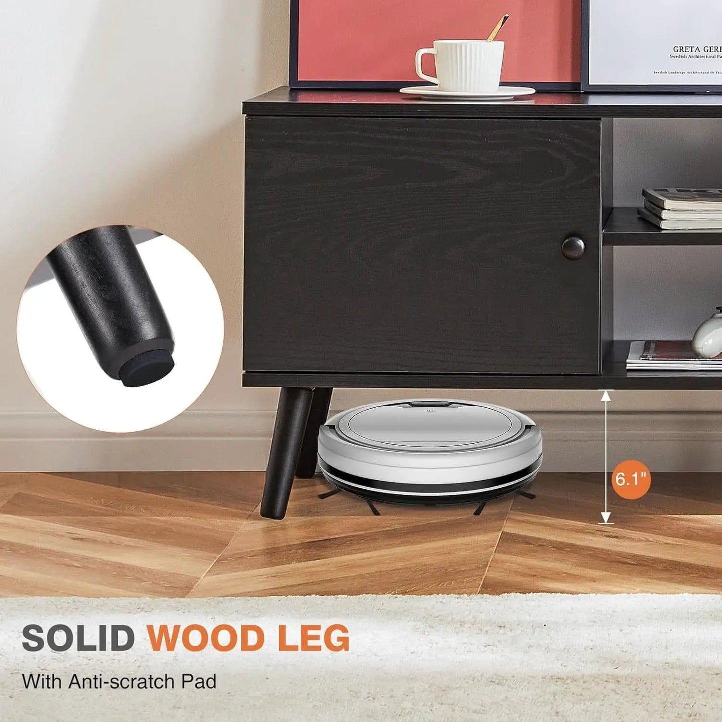 TV Stand For 55-60 Inch TVs Black With Two Cabinets Storage from PriceLows™