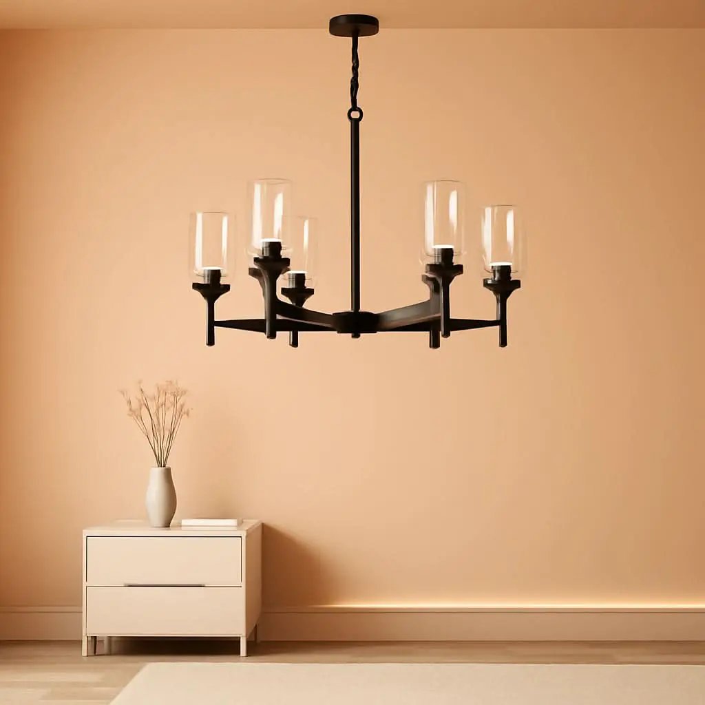 Black 8 Light Chandelier For Dining Room Glass Shades from PriceLows™