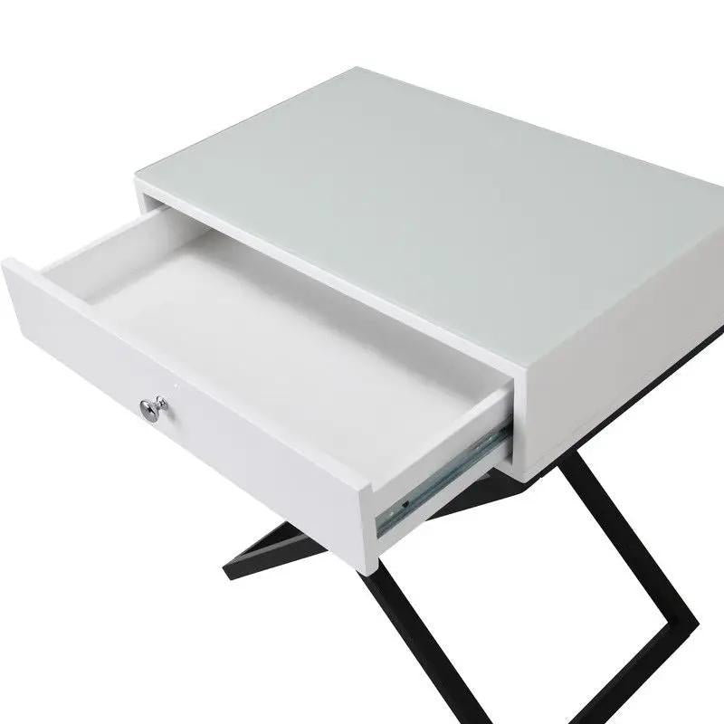 Koda End Side Table | Nightstand With Drawer | Cross Base | 26.5 Inch Height