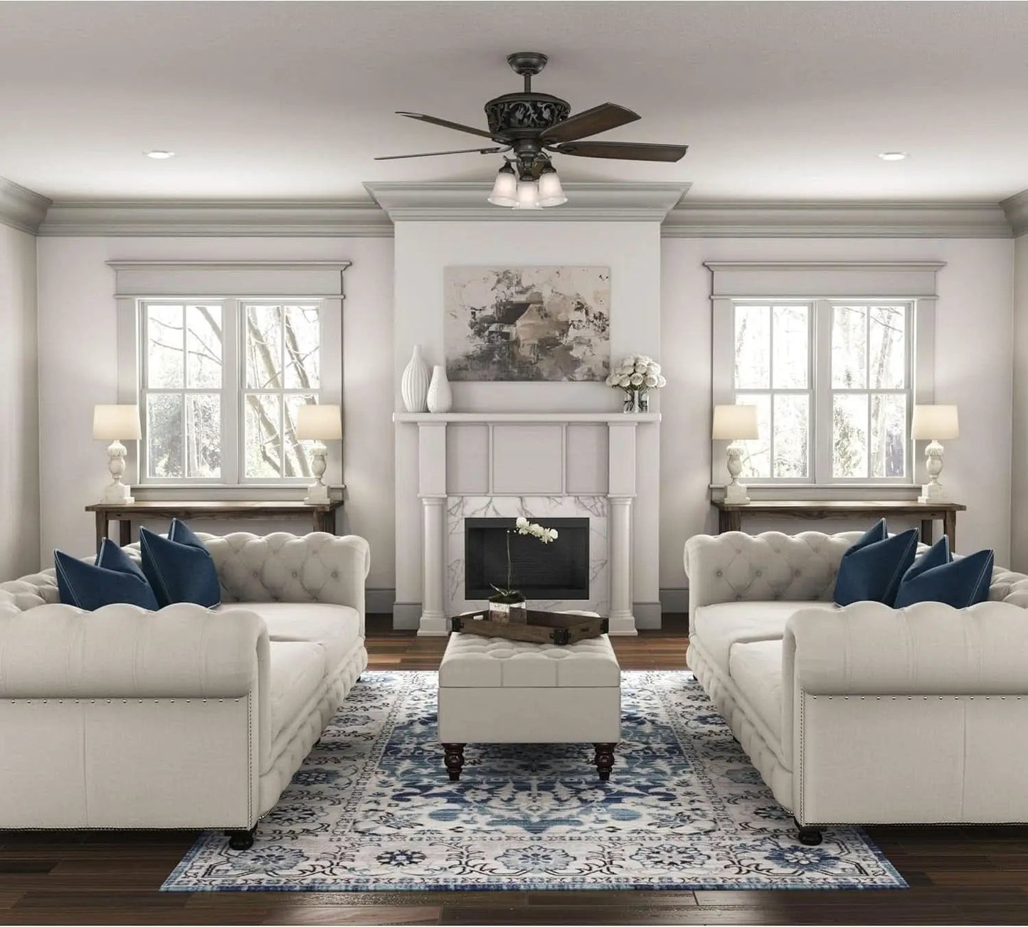 Promenade 54 Inch Indoor Ceiling Fan LED Lights Bronze Finish DC Motor Remote from PriceLows™