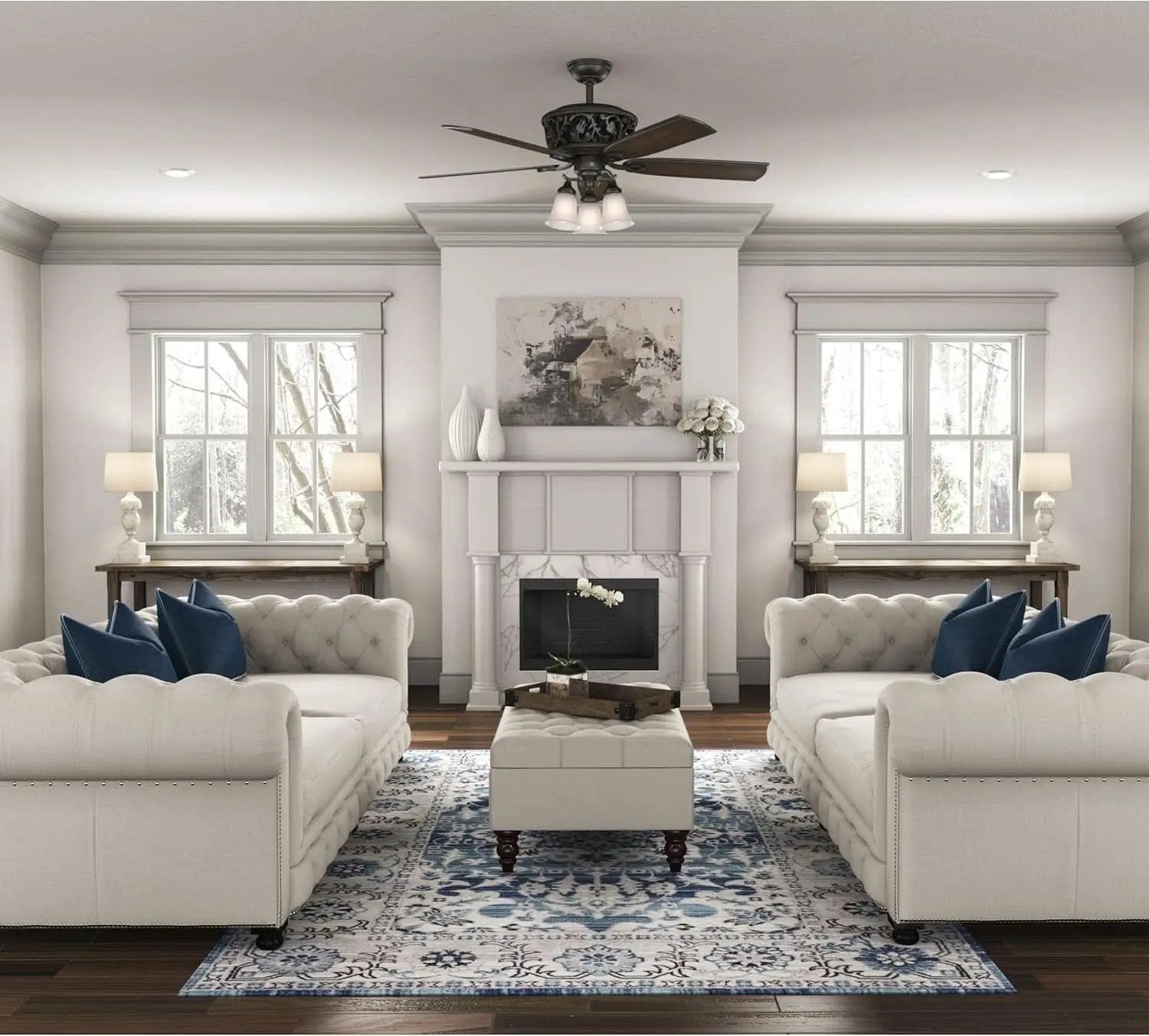Promenade 54 Inch Indoor Ceiling Fan LED Lights Bronze Finish DC Motor Remote from PriceLows™