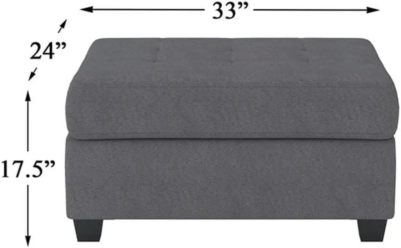 Dark Gray Upholstered Ottoman With Concealed Storage from PriceLows™
