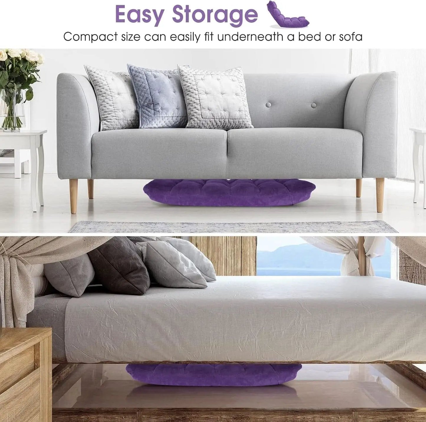 Purple Floor Chair With Back Support 14 Position Adjustable from PriceLows™