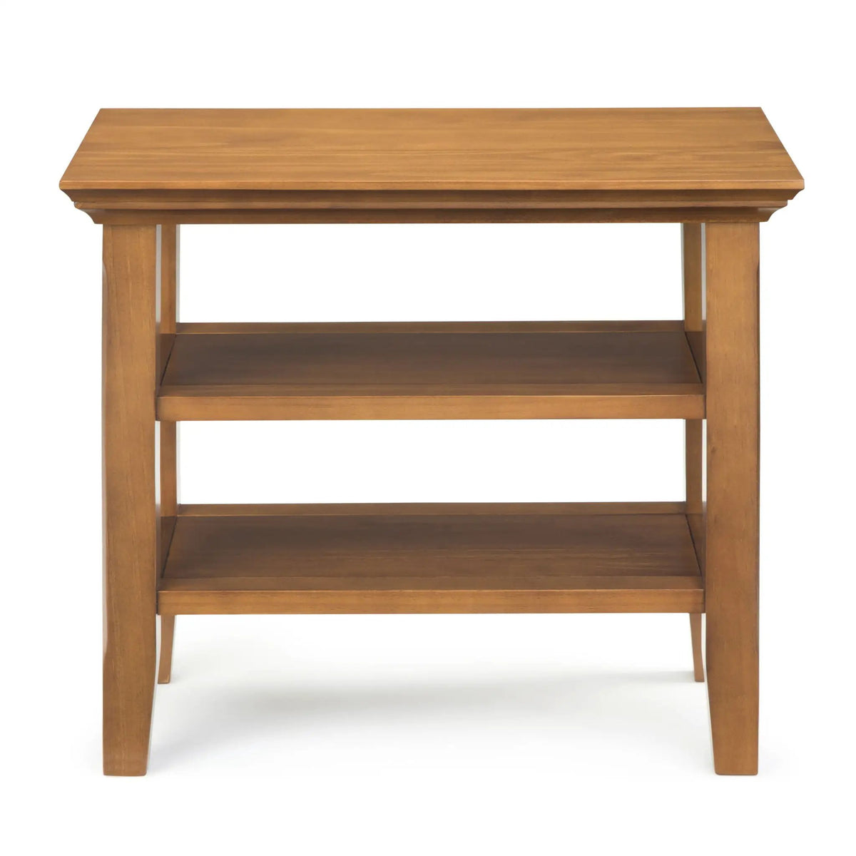Acadian Narrow Side Table | Handcrafted Solid Wood | 2 Open Storage Shelves | 24 Inch Height