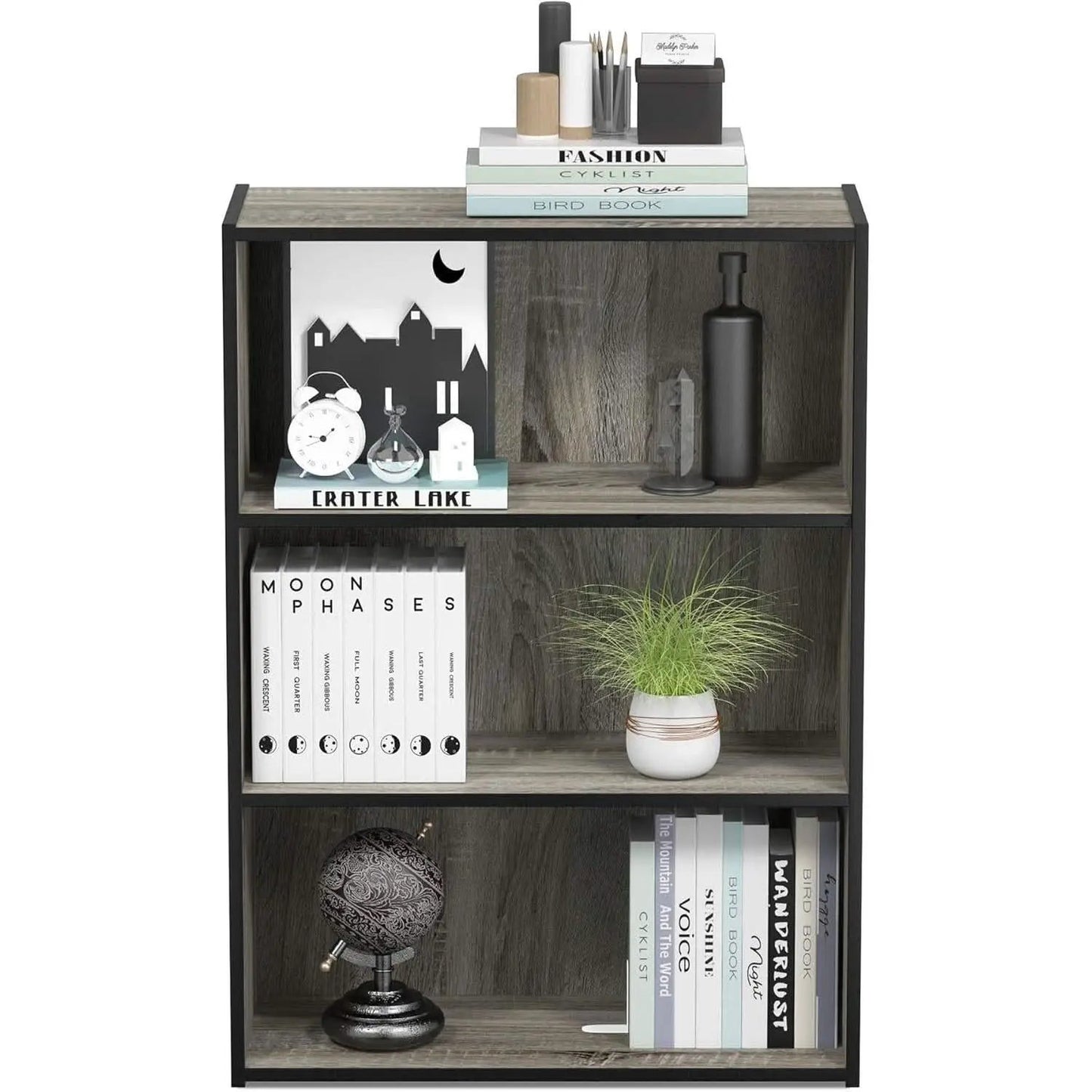 Pasir 3 Tier Open Shelf Bookcase in French Oak Grey from PriceLows™