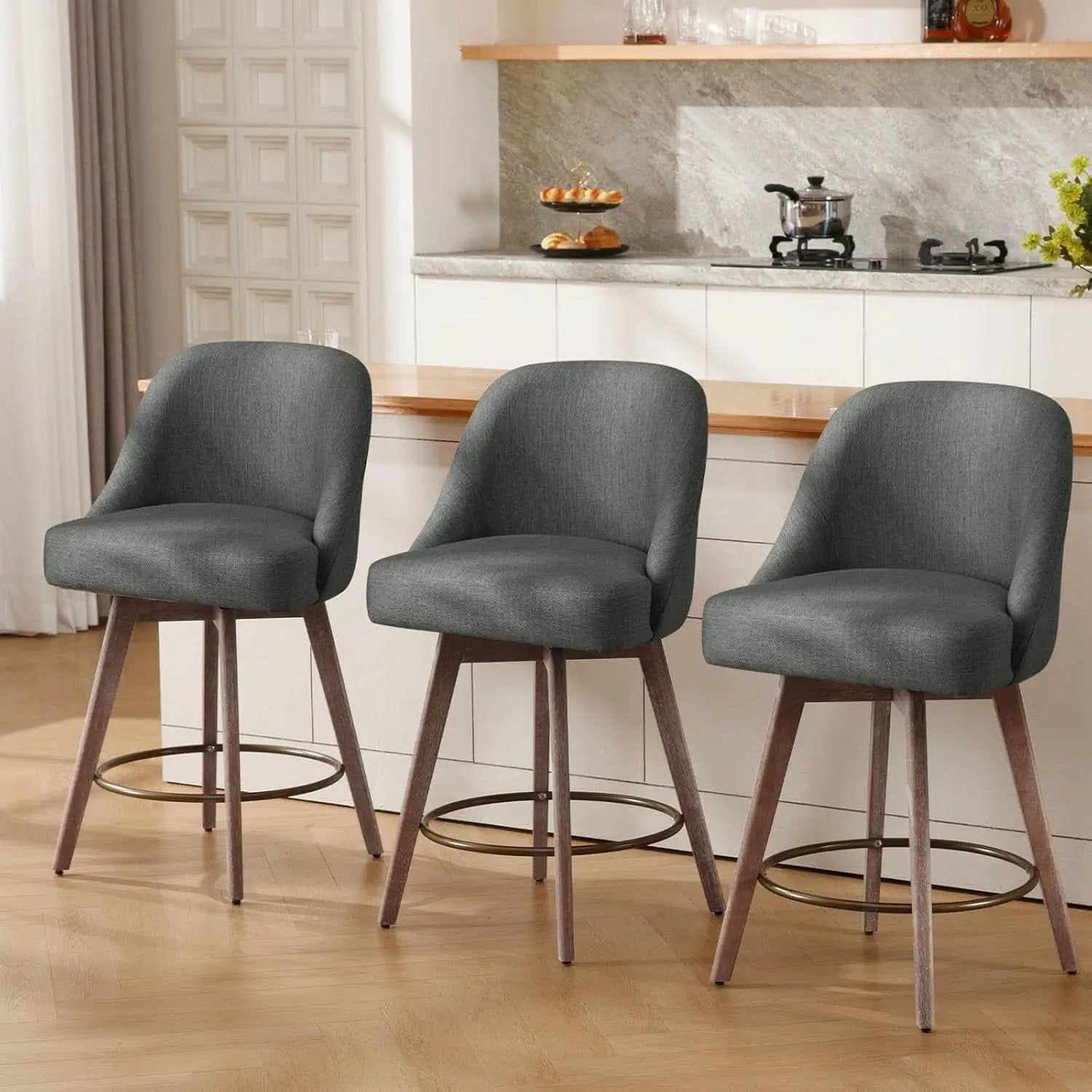 Counter Height Bar Stools Set Of Four 26 Inch Gray from PriceLows™