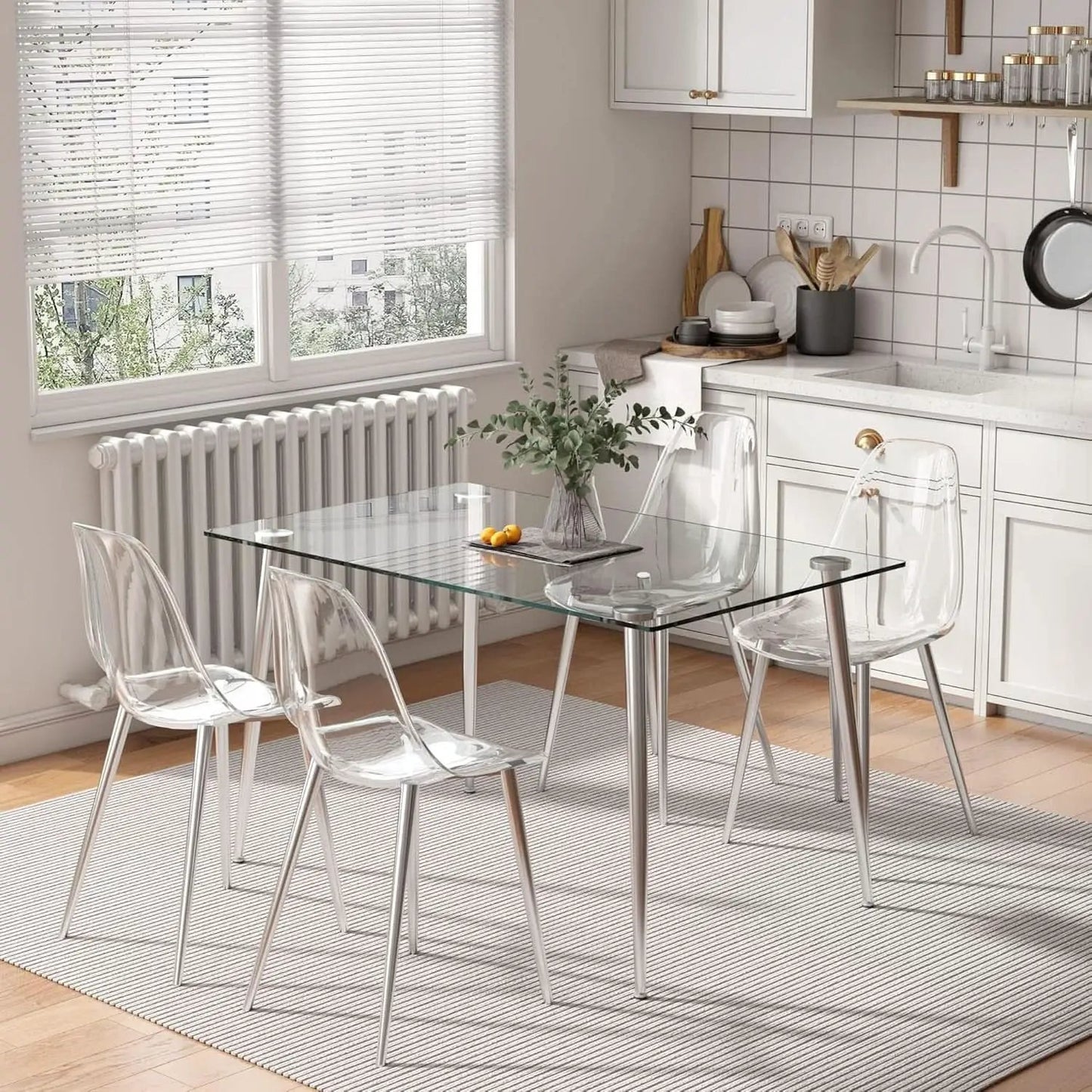 Clear Acrylic Dining Chairs Set Of 4 With Metal Legs from PriceLows™