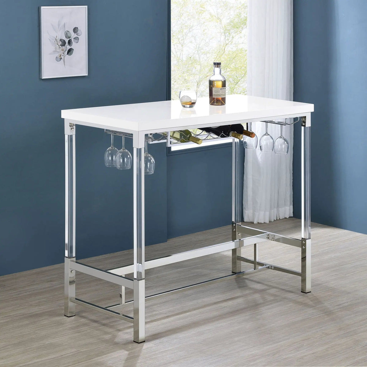 Norcrest 47-inch Acrylic Leg Bar Table White High Gloss | 47.25 x 22.5 x 42.25 in | Acrylic | Home