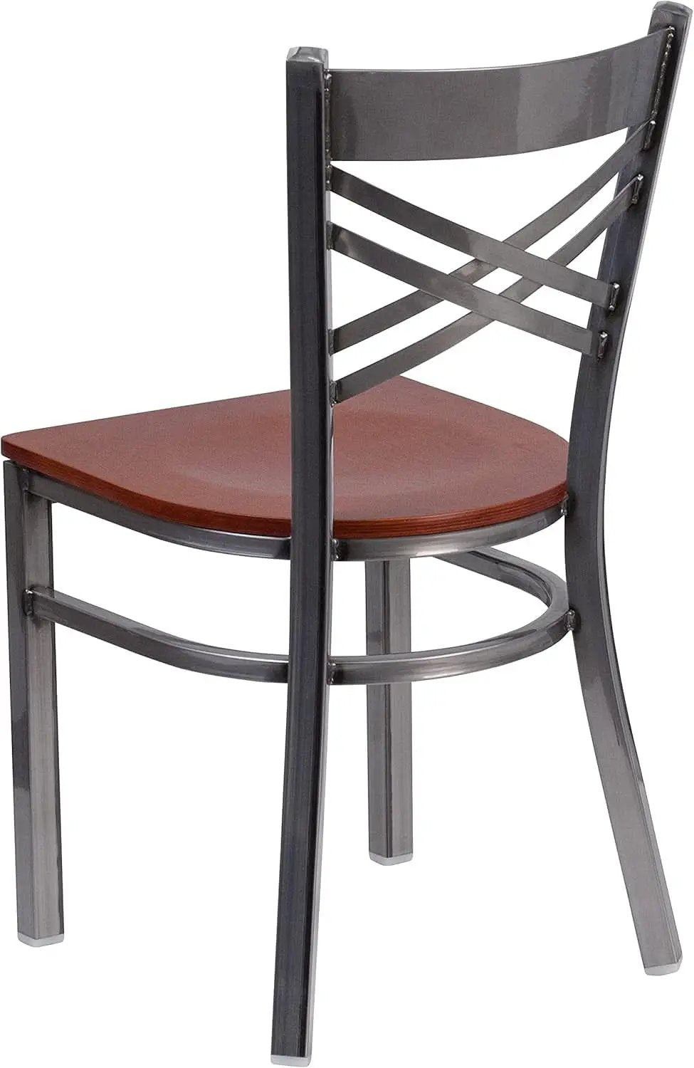 2 Pack Hercules Series X Back Metal Dining Chairs With Cherry Wood Seat For Restaurant Or Home Dining from PriceLows™