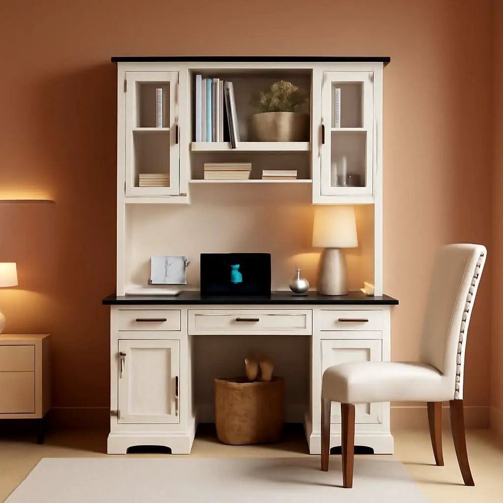 Farmhouse 76 Inch White Industrial Grade Desk Hutch from PriceLows™