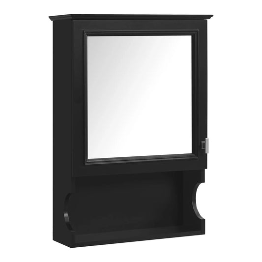 Half-Moon Wall Mounted Bathroom Cabinet | Mirror | Soft Closing Hinges | Open Shelving