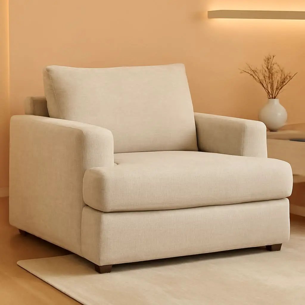 Soletren Contemporary Off White Chenille Upholstered Chair from PriceLows™