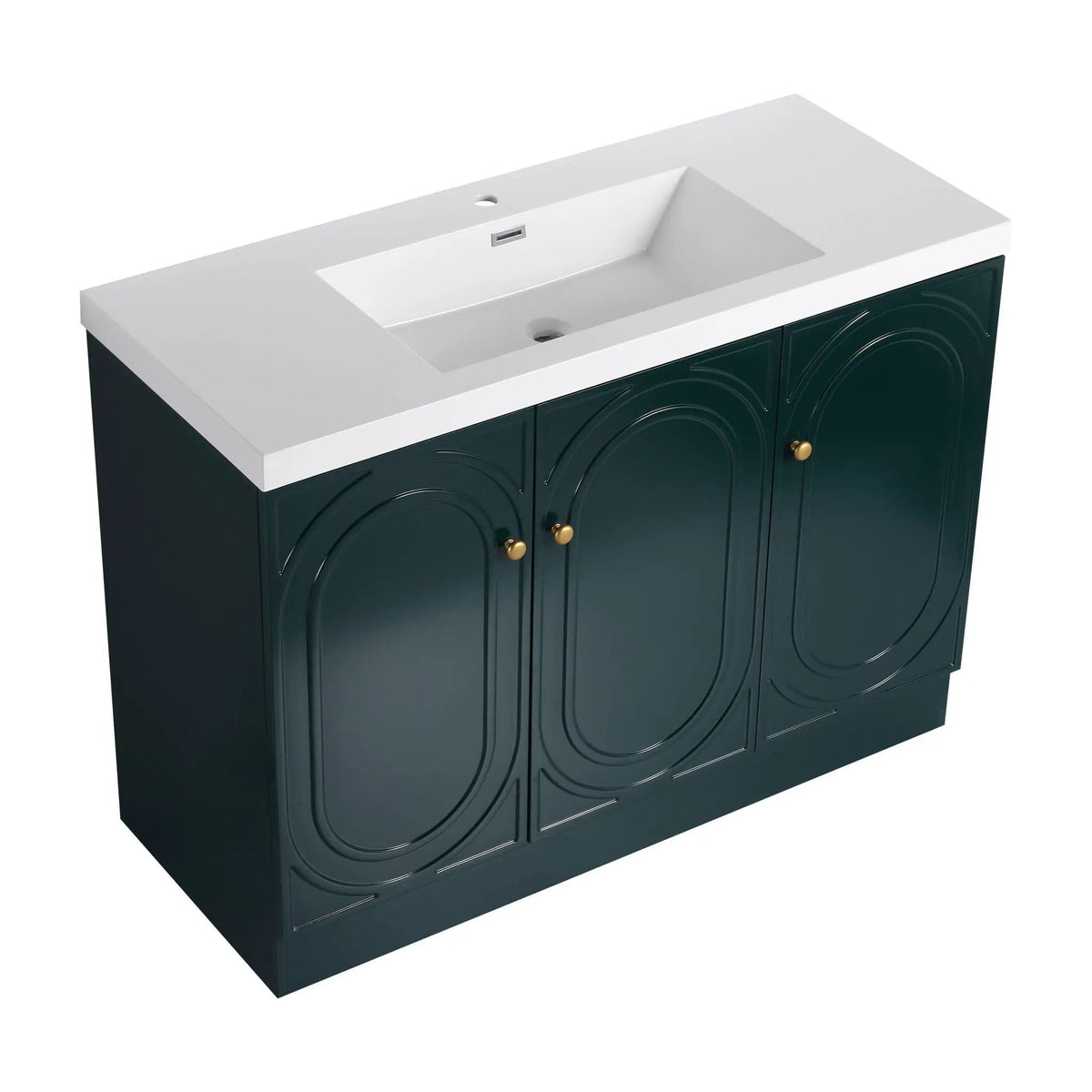 Contemporary Freestanding Bathroom Vanity With Resin Sink & Soft-Close Cabinet Doors | 7 Pieces | Stainless Steel & Plywood | Bathroom