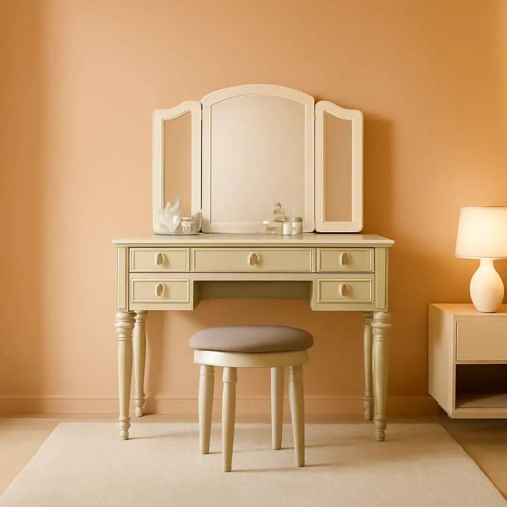 Silver St Croix Vanity Set With Tri Fold Mirror 5 Drawers from PriceLows™