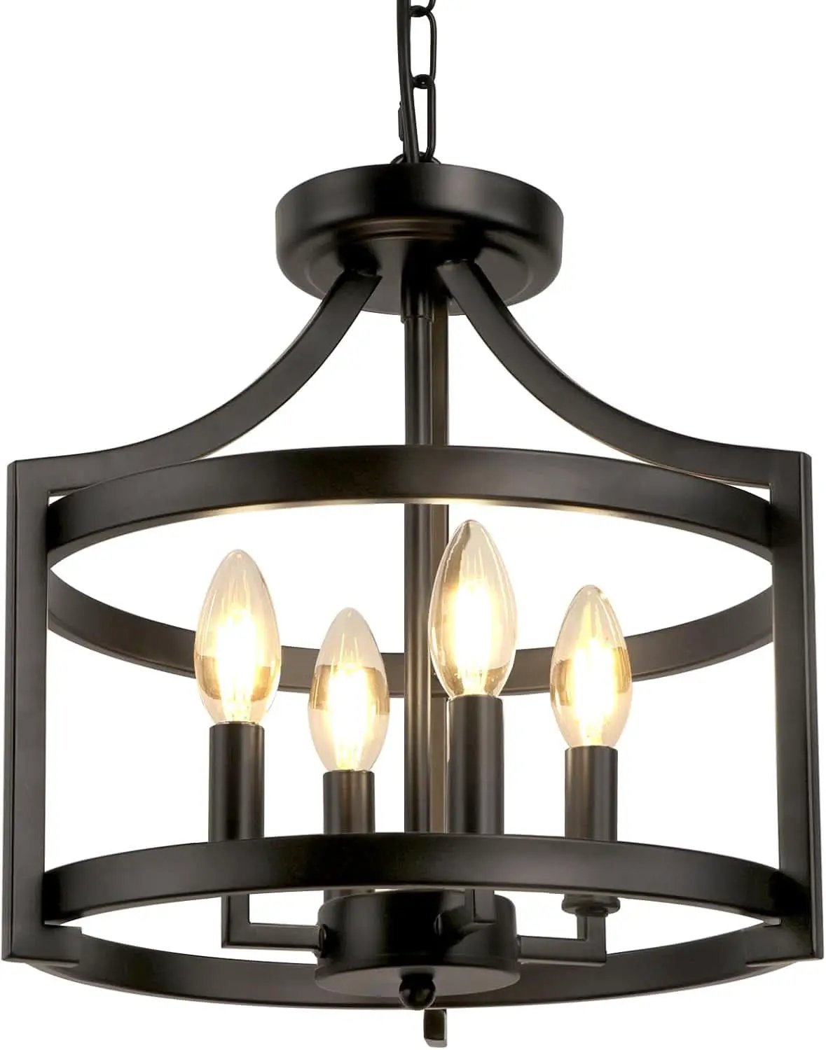 4-Light Farmhouse Chandelier Black Metal Pendant Fixture from PriceLows™