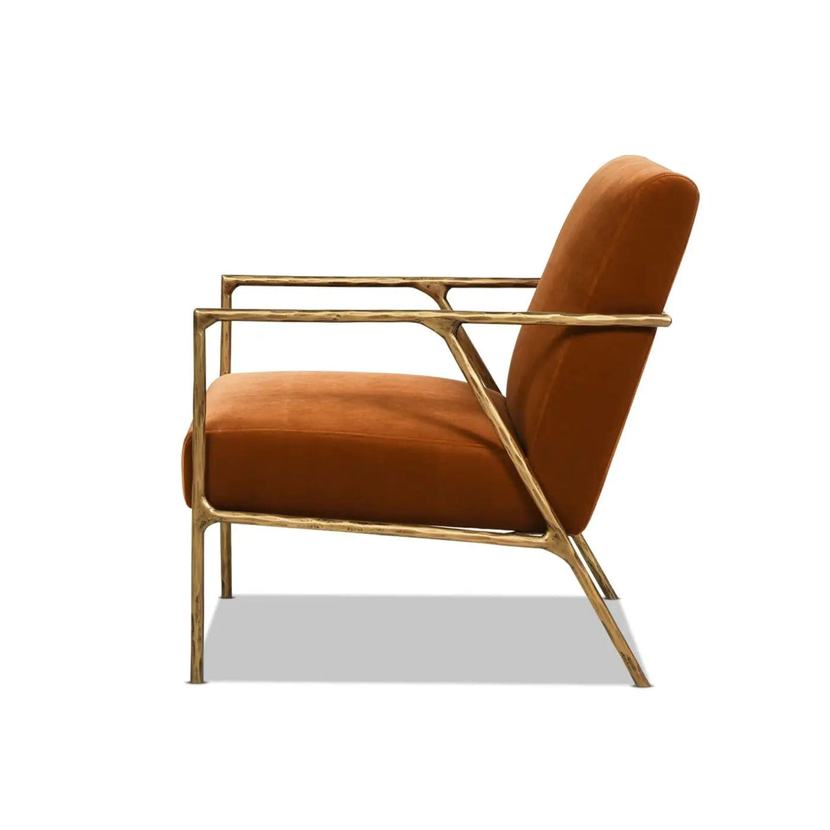 Aerin Hammered Brass Upholstered Accent Arm Chair | 2 Pieces | Iron & Metal | Living Room