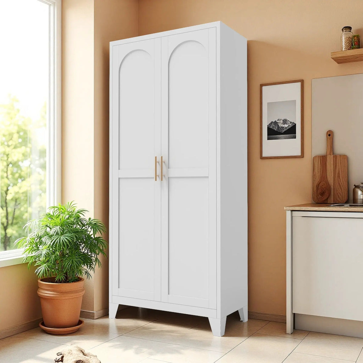 Metal Storage Cabinet | Doors And Adjustable Shelves | Corrosion-Resistant Steel | 70.87 Inch Height
