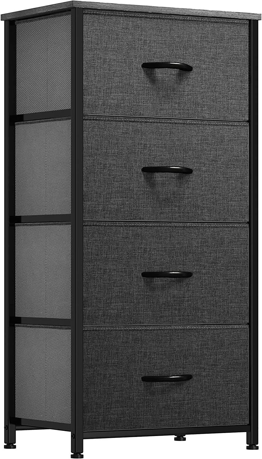4 Drawer Fabric Storage Tower With Wooden Top For Home from PriceLows™