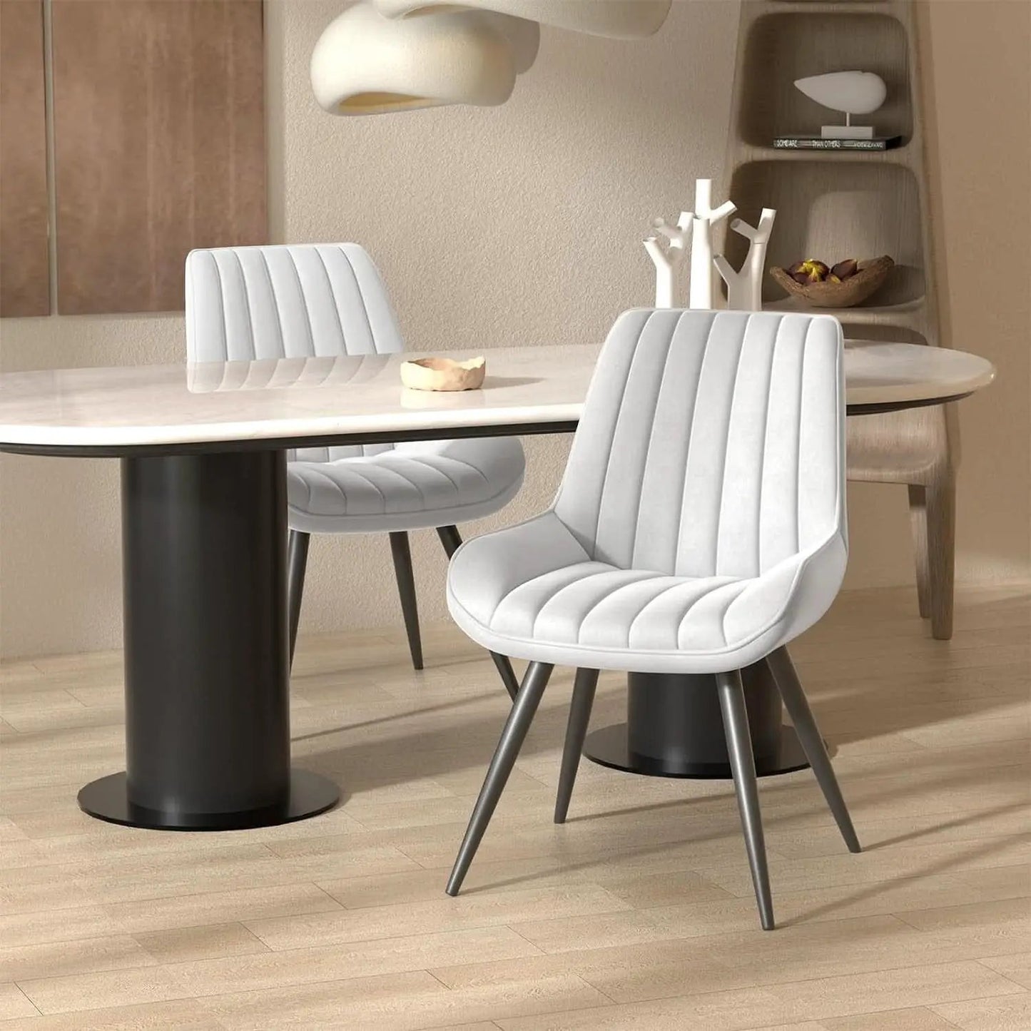 White Upholstered Dining Chairs With Thick Cushions from PriceLows™